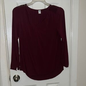 Old Navy Red Wrap Blouse 3/4 Sleeve